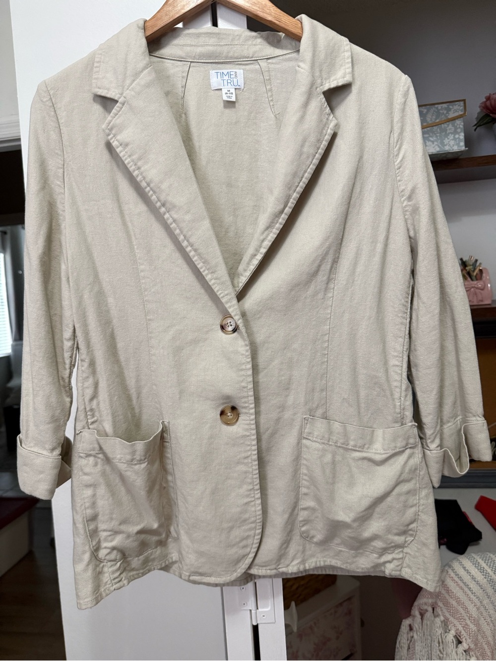 Time and Tru Light Cream Casual Blazer Jacket